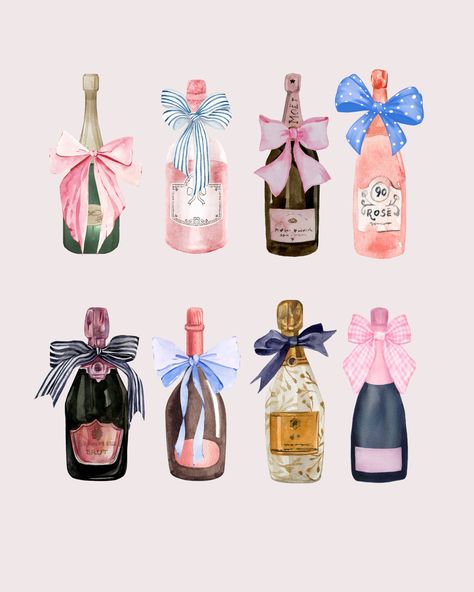 When ordered you will receive both digital prints. Room Prints Aesthetic, Aesthetic Wine Bottle, Bottles Illustration, Girly Poster, Aesthetic Wine, Idee Cricut, Art College, Wallpaper Collage, Cartoon World