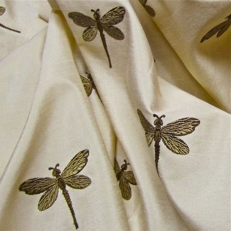 Delightful Arts & Crafts Style Dragonfly Embroidered Faux Silk Fabric for Window Treatments - Perfect for Summer! Craftsman Decor, Dragonfly Decor, Clarence House, Craftsman Style Homes, Arts Crafts Style, Craftsman Bungalows, Mission Style, Fabric Yardage, Arts And Crafts Movement