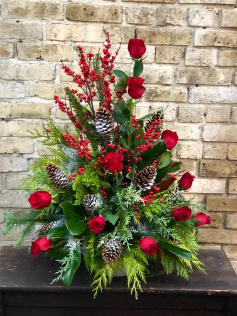 Christmas Altar Flowers, Christmas Floral Arrangements For Cemetery, Christmas Floral Arrangements For Graves, Christmas Tree Floral Arrangement, February Flower Arrangements For Church, Christmas Flower Arrangements For Graves, Christmas Cemetery Arrangements, Christmas Arrangements For Cemetery, Modern Christmas Flower Arrangements