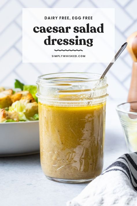 Skip the heavy, creamy dressing and make this easy, Caesar vinaigrette instead. This homemade caesar salad dressing recipe only takes a few minutes and contains no raw egg. Plus, it’s healthy, dairy free and paleo friendly so you can enjoy it whenever you want. Caesar Vinaigrette, Dairy Free Caesar Dressing, Easy Caesar Salad Dressing, Homemade Caesar Salad, Caesar Salad Dressing Recipe, Homemade Caesar Salad Dressing, Homemade Caesar, Salad Dressing Recipe, Caesar Salad Dressing