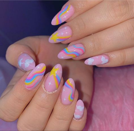 Star Nail Designs, Rainbow Nails Design, Rainbow Nail Art, Eye Nail Art, Easter Nail Designs, Hippie Nails, Trendy Nail Art Designs, Nail Art Designs Summer, Classy Acrylic Nails