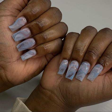 #shortnails #nails #marblenails Short Nail Designs Marble, Short Coffin Marble Nails, Short Square Acrylic Nails Marble, Shorties Acrylic Nails Marble, Short Marble Acrylic Nails, Marble Square Nails, Marble Nails Short, Light Blue Marble Nails, Short Marble Nails