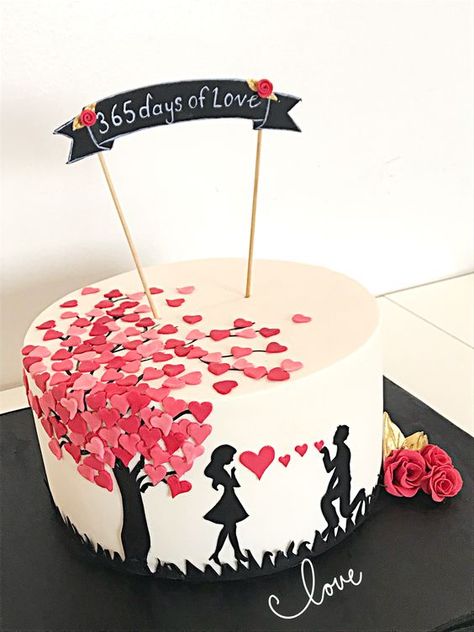 Anniversary Cake Homemade, 1 Kg Anniversary Cake Design, 1kg Cake Design Anniversary, 25 Anniversary Cake Designs, Anniversary Couple Cake Design, 1 St Anniversary Cake, 1st Year Anniversary Cake, Anniversary Cakes Designs, 1st Anniversary Cake Ideas