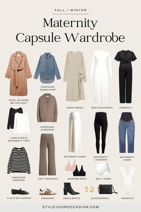 Maternity Minimalist Wardrobe, Pregnant Capsule Wardrobe, Fall Maternity Capsule Wardrobe, Maternity Capsule Wardrobe Fall Winter, Capsule Maternity Wardrobe, Maternity Fashion Winter, Pregnant Winter Outfits, Second Trimester Outfits, Pregnancy Capsule Wardrobe