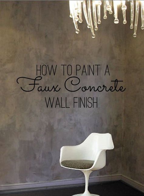 DIY Home Decor: How To Paint a Faux Concrete Wall Finish Concrete Wall Finish, Concrete Wall Paint, Faux Finishes For Walls, Faux Concrete Wall, Faux Walls, Diy Wand, Vintage Industrial Decor, Faux Painting, Faux Finish