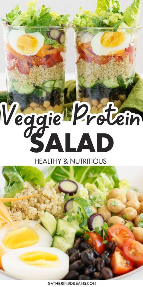 Save time with this make-ahead vegetarian high protein salad. It’s a tasty, protein-packed lunch ready for busy days. Prep Ahead Salads, Healthy Protein Salads, Protein Work Lunch, Meal Prep Salad Ideas, Protein Packed Salads, Meal Prep Ideas Breakfast, Healthy Meal Ideas Easy, Tasty Meal Prep, December Meals