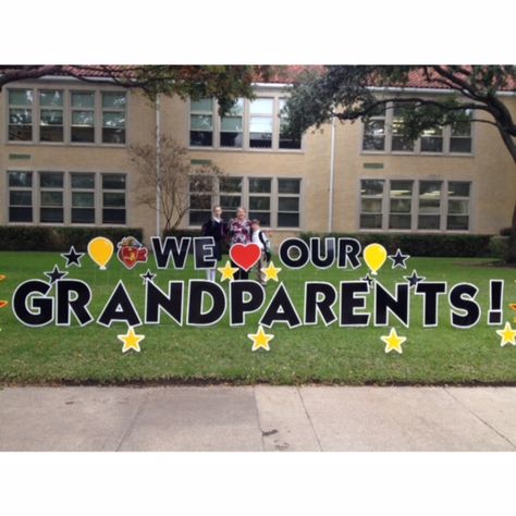 It's Grandparents Day!! What better way to show you care but with a fun greeting from Dallas Yard Greetings in the school yard when all the Grandparents come to see their Grandchildren at school!! WE <3 OUR GRANDPARENTS!! So fun to take pictures with it too!! Grandparent Day Decorations, Grandparents Day School Decoration Ideas, Grandparents Day At School Ideas, Grandparents Day School Event, Grandparents Day Backdrop Ideas, Grandparents Day Photo Backdrop, Grandparents Day Backdrop, Grandparents Day Decorations For School, Grandparents Day Photo Booth