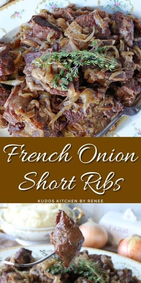 French Onion Short Ribs, Short Rib Recipes Oven, Ribs Recipe Oven, French Onion Pork Chops, Dutch Oven Beef, Short Ribs Slow Cooker, Beef Short Rib Recipes, Short Ribs Recipe, Dutch Oven Cooking