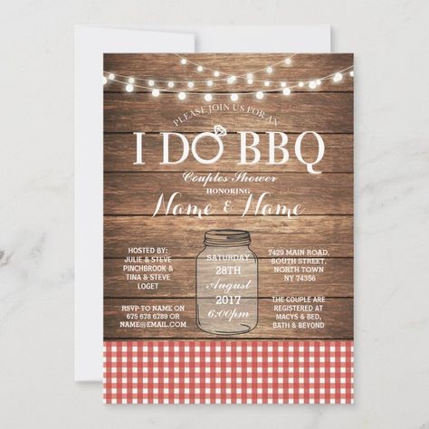 I DO BBQ Couple's Shower Red Check Invite  Zazzle Bbq Engagement Party Decorations, Engagement Party Bbq, Engagement Party Invitation Cards, Engagement Invitation Cards, I Do Bbq, Card Factory, Bbq Wedding, Couples Shower Invitations, Engagement Party Decorations