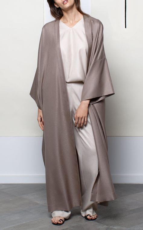 Twill Outfit, Summer Long Sleeve Abaya, Luxury Summer Maxi-length Abaya, Pure Dress, Elegant Long Beige Abaya, Abaya Cardigan, Elegant Maxi-length Kimono For Loungewear, Ramadan Abaya, Long Outer