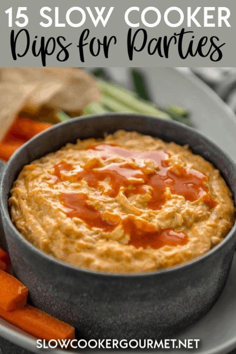 The perfect collection of Slow Cooker Dip recipes that are easy and delicious for all of your entertaining needs! #slowcooker #dips #parties #appetizers Warm Dips Crockpot, Slow Cooker Cheese Dip, Crockpot Party, Appetizer Dips Hot, Slow Cooker Dip Recipes, Warm Dip Recipes, Crockpot Snacks, Crockpot Party Food, Cheese Dip Crock Pot