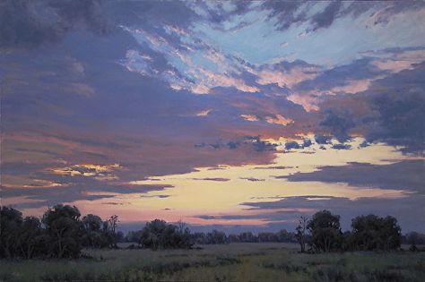 Sunset by Bruce Peil Oil ~ 30 x 40 Wall Paintings For Living Room, Decor Stand, Modern Landscape Painting, Hotel Dining Room, Paintings For Living Room, Hallway Office, Modern Landscape, Kitchen Hallway, Wall Paintings