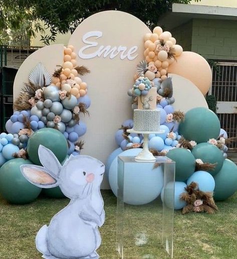 Outdoor Easter Decorations! Easter Birthday Party, Bunny Birthday Party, 1st Birthday Girl Decorations, Baby Birthday Themes, Baby Shower Deco, Birthday Themes For Boys, Birthday Party Theme Decorations, Bunny Birthday