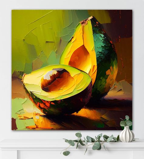 Avocado Painting Wall Art Avocado Prints Boho Kitchen Decor - Etsy Avocado Painting, Avocado Art, Fruits Drawing, Home Decor Unique, Boho Kitchen, Garden Layout, Small Paintings, Colorful Paintings, Painting Wall