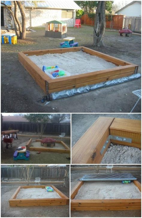 Diy Sandbox Ideas, Sandbox Ideas, Build A Sandbox, Backyard Sandbox, Diy Sandbox, Kids Sandbox, Kids Yard, Play Area Backyard, Backyard Kids Play Area