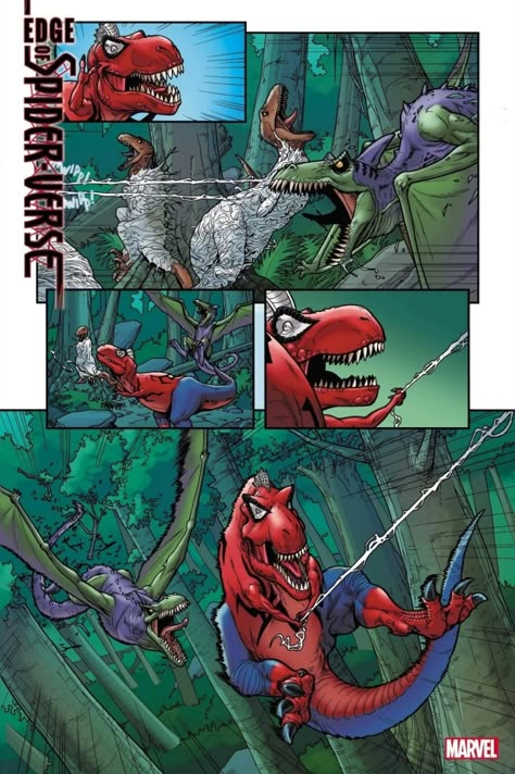 Spider Rex Devil Dinosaur, Spiderman Black Cat, Tea Rex, Marvel Characters Art, Comic Book Pages, Marvel Spiderman Art, Marvel Comic Character, Spiderman Comic, Comic Collection