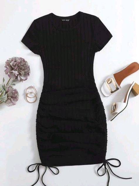 Ribbed Knit Bodycon Dress, Cute Dress Outfits, Shein Outfits, Teenage Fashion, Shein Dress, Body Con Dress, Cute Simple Outfits, Really Cute Outfits, Girls Fashion Clothes