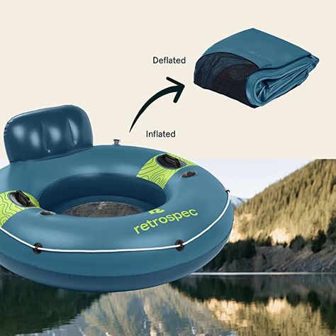 Amazon.com: ﻿﻿Retrospec Weekender Float River Tube for Lakes, Rivers, and Pools ﻿with 2 Cup Holders, Built-in Backrest and Wrap Around Grab Rope for Easy Transport - Adriatic Blue - 48” Inflated - 53” Deflated﻿ : Toys & Games Pool Rafts, River Float, Tubing River, Water Adventure, Pool Floats, Kick Backs, Cup Holders, Rafting, Wrap Around