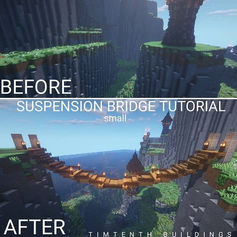 99 Likes, 1 Comments - Minecraft Guide (@mcraftguide) on Instagram: “[Suspension Bridge Tutorial] :- Rate 1-10 And Is It Helpful ?? [Credit:- @timtenth_buildings ] . If…” Minecraft Bridge Over Ravine, Suspension Bridge Minecraft, Minecraft Suspension Bridge, Minecraft Rope Bridge, Minecraft Ravine Ideas, Minecraft Bridge, Minecraft Building Guide, Easy Minecraft Houses, Minecraft House Tutorials