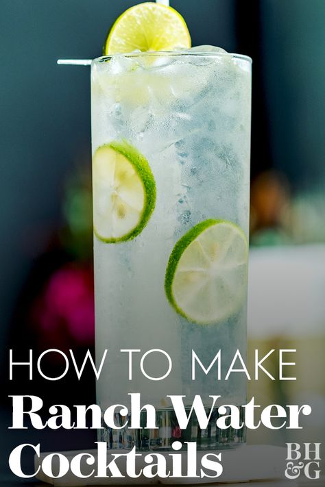 Texas Ranch Water Cocktail, Ranch Water Cocktail Recipe, Easiest Cocktails, Ranch Water Cocktail, Ranch Water Recipe, How To Make Ranch, Tequila Cocktail Recipes, Water Cocktails, Ranch Water