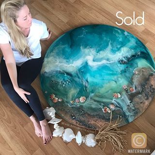 Abstract Art By ANTUANELLE (@antuanelle.art) • Instagram photos and videos Pink Coastal, Circular Artwork, Ocean Artwork, Sea Turtle Art, Abstract Seascape, Abstract Ocean, Beach Artwork, Free Artwork, Round Canvas