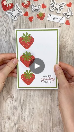 Strawberry Birthday Card, Paper Shape, Strawberry Leaves, I Am So Sorry, Strawberry Birthday, Secret Compartment, Cute Strawberry, Beautiful Handmade Cards, Card Making Tutorials