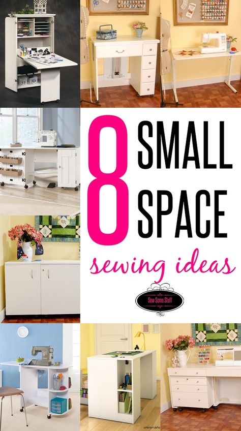 Living Room Sewing Space, Sewing Rooms In Small Spaces, Sewing Station Ideas Small Spaces, Small Sewing Space, Small Sewing Rooms, Sewing Tables, Crafting Room, Sewing Station, Sewing Room Inspiration