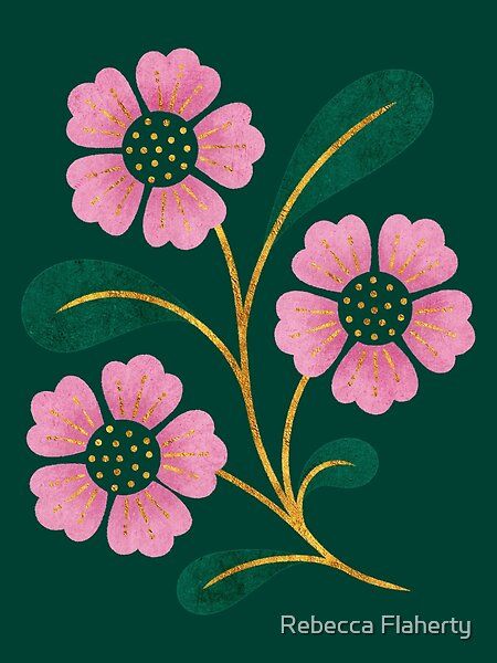 Pink And Green Painting Ideas, Pink And Green Illustration, Flowers Drawing Green Background, Totebag Lukis, Green Pink Illustration, Pink And Green Pattern, Applic Work, Painted Saree, Pencil Drawings Of Flowers