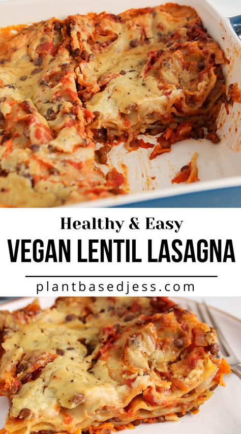 View on a vegan lentil lasagna. Vegan Lentil Lasagna, Lentil Lasagna, Recipes With Lasagna Noodles, Vegan Bechamel, Vegan Bechamel Sauce, Dairy Free Lasagna, How To Cook Lasagna, Baked Pasta Dishes, Oven Ready Lasagna