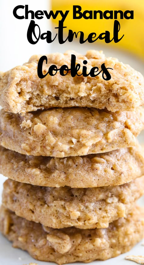 Banana Dessert Recipes, Banana Oatmeal Cookies, Banana Cookies, Banana Dessert, Oatmeal Cookie Recipes, Banana Oatmeal, Banana Recipes, Oatmeal Cookies, Healthy Sweets