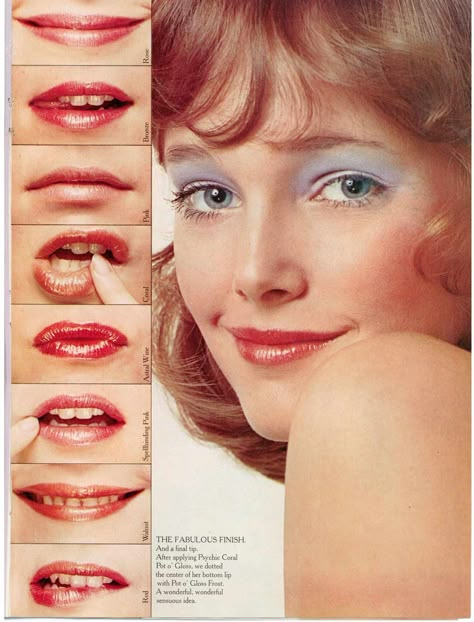 1970s Makeup, Vintage Makeup Ads, 60s Makeup, Besame Cosmetics, 70s Makeup, 80s Makeup, Makeup Ads, Cute Eyeshadow Looks, Retro Makeup