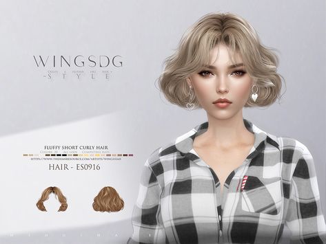 Fluffy Hair Sims 4 Cc, Sims 4 Cc Simsresources, Fluffy Short Curly Hair, Scruffy Hair, Single Braids Hairstyles, Sims 4 Piercings, Sims 4 Tsr, Medium Curly, Curly Pixie