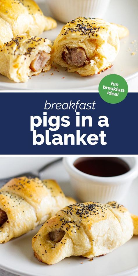 Breakfast made easy – these Breakfast Pigs in a Blanket will be a hit with kids and adults! Breakfast sausages are wrapped in crescent rolls in these delicious breakfast bites. #breakfast #pigsinablanket Breakfast Pigs In A Blanket Recipe, Breakfast Pigs In A Blanket, Pigs In A Blanket Recipe, Leftover Breakfast, Breakfast Sausage Links, Boys Food, Thanksgiving Breakfast, Kids Breakfast, Homemade Chips