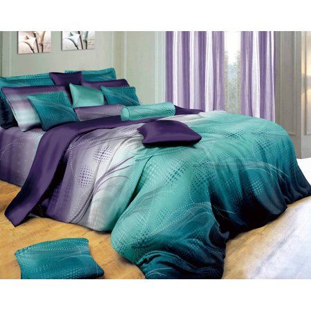 Swanson Beddings Twilight-P 3-Piece Bedding Set: Duvet Cover and Two Pillow Shams Image 1 of 5 Teal Bedding Sets, Teal Bedding, Cheap Bedding Sets, Purple Bedding, Full Bedding Sets, Purple And Teal, Cotton Bedding Sets, Luxury Bedding Sets, Queen Bedding Sets