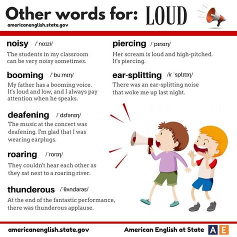 Synonyms for the word 'Loud' #LearnEnglish #EnglishVocabulary #Synonyms @English4Matura Words For Said, Advanced English Vocabulary, Other Ways To Say, English Vocab, English Language Teaching, English Writing Skills, Grammar Lessons, English Idioms, Learn English Vocabulary