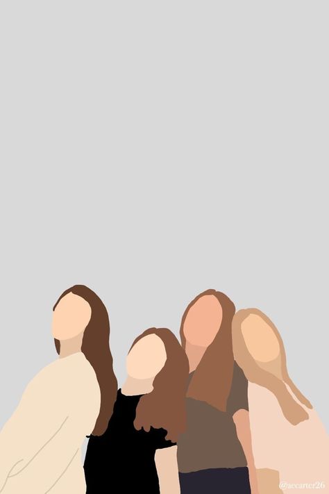 Friendship Aesthetic Art, Illustration Art Friends Group, Four Friends Drawing, Group Of Friends Aesthetic Faceless, Faceless Illustration, Sister Wallpaper, Friends Illustration, Cute Black Wallpaper, Art Friend