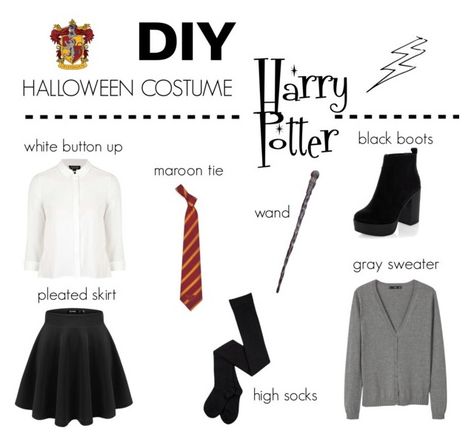 "DIY Harry Potter Costume" by erin-116 on Polyvore featuring Topshop, MANGO, New Look and Eagles Wings Costumes You Can Make At Home, Hogwarts Costume, Maquillage Harry Potter, Hermione Costume, Harry Potter Kostüm, Halloween Costumes You Can Make, Harry Potter Halloween Costumes, Last Minute Halloween Costume, Last Minute Halloween