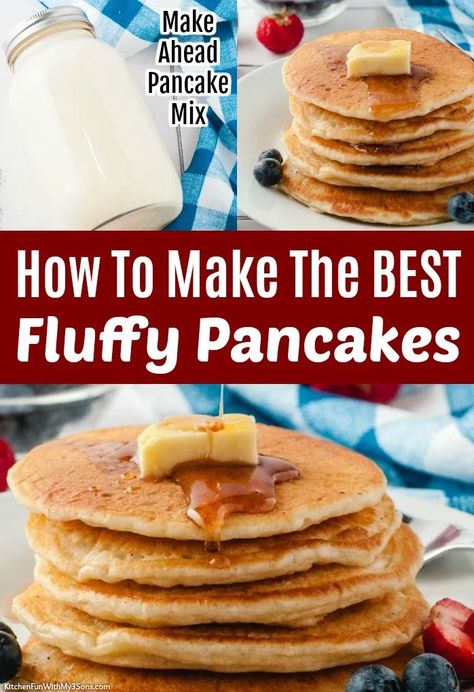 There is nothing better than a pancake breakfast. Using this easy make ahead pancake recipe, you can have the most amazing pancakes anytime! It's perfect for meal prep breakfasts all week long! No Milk Pancakes, Pancakes Without Milk, Mcdonalds Pancakes, Best Fluffy Pancakes, Dairy Free Pancake Recipe, Meal Prep Breakfasts, Pancake Batter Recipe, Easy Meal Prep Breakfast, Milk Pancakes