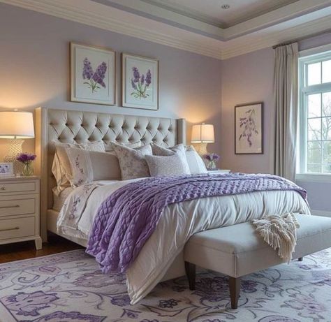 Purple Adult Bedroom, 70 Bedroom, Purple Bedroom Design, Lavender Bedroom, Cream Bedrooms, Black Bedroom Decor, Ideal Bedroom, Bedroom Colour, Bedroom Color Combination