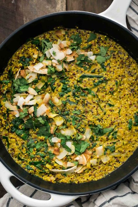 Turmeric Quinoa, Quinoa Risotto, Vegan Gluten Free Dinner, Cooking With Coconut Milk, Coconut Quinoa, Cook Quinoa, Quinoa Kale, Recipe List, Kale Recipes