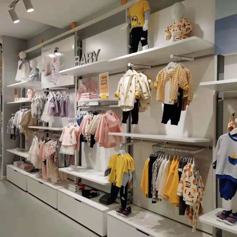 Babyshop Idea, Baby Store Interior Design, Baby Shop Design, Kids Shop Design, Baby Furniture Store Display, Baby Shop Interior Design Kids Store, Small Clothing Store Interior, Clothing Store Interior Design, Kids Store Display