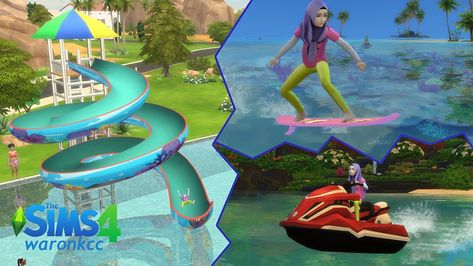 Sims 4 Yacht Build, Sims 4 Kiddie Pool, Sims 4 Water Slide, Sims 4 Functional Water Slide, Sims 4 Cc Diving Board, Sims 4 Beach Furniture, Sims 4 Water Park, Summer Cc Sims 4, Sims 4 Cc Pool Stuff