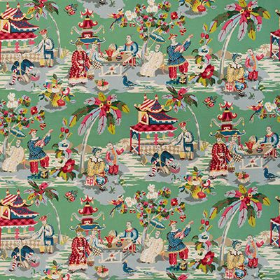 BR-79601.133 - G P & Baker French Chinoiserie, Chinoiserie Fabric, Silk Velvet Fabric, Toile Fabric, Scene Design, Matching Paint Colors, Fabric Houses, Red Wallpaper, Drapery Fabric