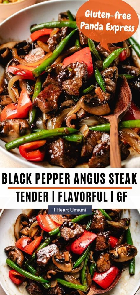 Black Pepper Angus Steak, Panda Express Recipes, Gluten Free Asian Recipes, Angus Steak, Pepper Steak Recipe, Asian Dinner Recipes, Beef Steak Recipes, Delicious Paleo Recipes, Asian Dinners