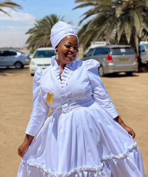 Nama Dresses Designs, Herero Dress Designs, Damara Dress Designs, Herero Dress, Amara Dress, Confirmation Dresses, Africa Food, Sewing Hats, Classic Wear