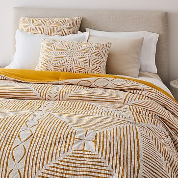 Reverse Applique & Linen Layered Bedding Look | West Elm Patterned Comforter, Bed Quilts, Kids Duvet, Kids Duvet Cover, Bedroom Quilts, Applique Quilt, Reverse Applique, Master Bed, Organic Cotton Duvet Cover