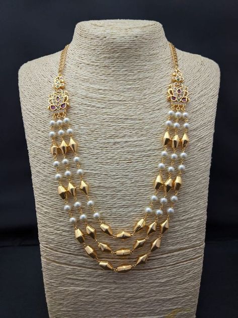 Gold Bormala Designs, Dolki Beads Necklace, Bormala Necklace, Diy Necklace Ideas, Gold Neckles, Make Your Own Necklace, Beaded Wedding Jewelry, Gold Pearl Jewelry, Antique Necklaces Design