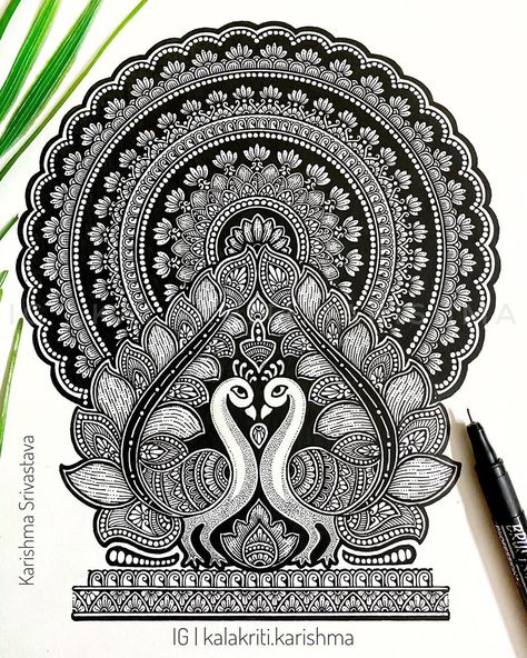 Karishma Srivastava | Mandala on Instagram: “Recreated an old artwork of mine with a few changes while retaining the original look.  I hope you all like the new version. Check out the…” Karishma Srivastava, Kalakriti Karishma, Zentangle Painting, Old Artwork, Ganesh Art Paintings, Round Mandala, Easy Mandala Drawing, Boho Art Drawings, Mandala Art Therapy