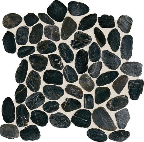 Daltile decorative accents black river DA05 shower floor Black Mosaic Tile, Dal Tile, Ideas Jardin, Spare Bathroom, Accent Tiles, River Pebbles, Black Mosaic, Shower Designs, Galaxy Colors