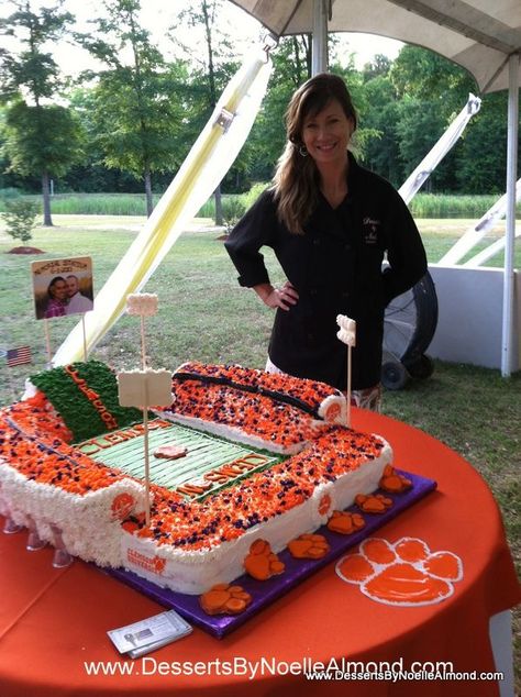 Clemson Birthday, Football Stadium Cake, Clemson Cake, Clemson Party, Stadium Cake, Clemson Baby, Clemson Tailgating, Clemson Fans, Purple Pride